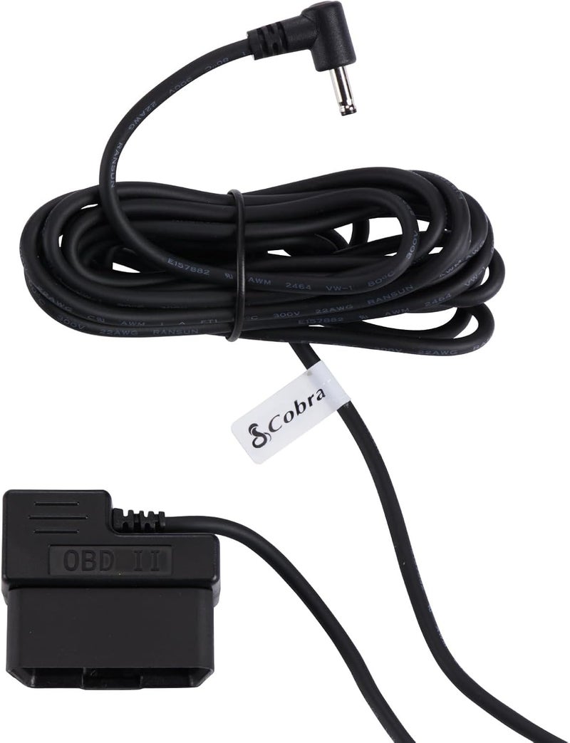 Cobra OBDII to Barrel Connector Power Cord with for Radar Detectors, Compatible with RAD350 380 450 480i 700i for Windshield or Mirror Mount Applications - Image 1